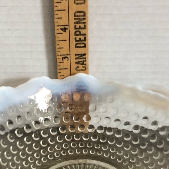 Vtg Hobnail Handled Bowl with Opal Rim - Picture 14 of 14